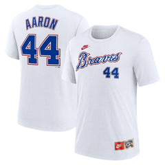 Hank Aaron Atlanta Braves Nike Cooperstown Collection Tri-Blend Name & Number T-Shirt - White T-shirts