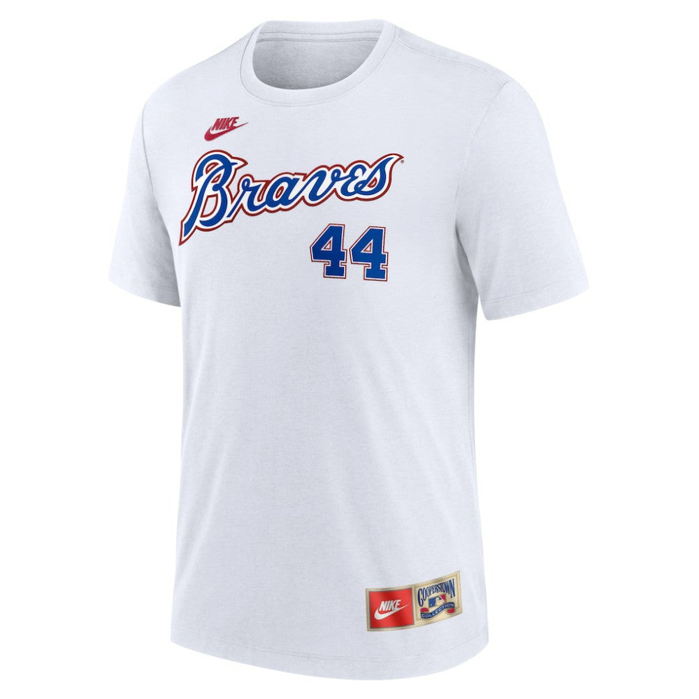 Hank Aaron Atlanta Braves Nike Cooperstown Collection Tri-Blend Name & Number T-Shirt - White T-shirts