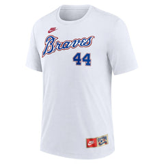 Hank Aaron Atlanta Braves Nike Cooperstown Collection Tri-Blend Name & Number T-Shirt - White T-shirts