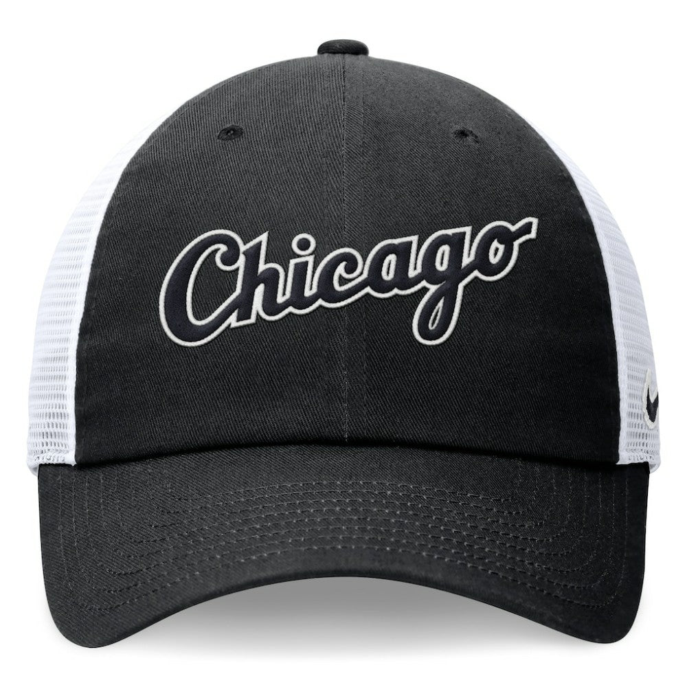 Chicago White Sox Nike Wordmark Adjustable Trucker Hat - Black Hats