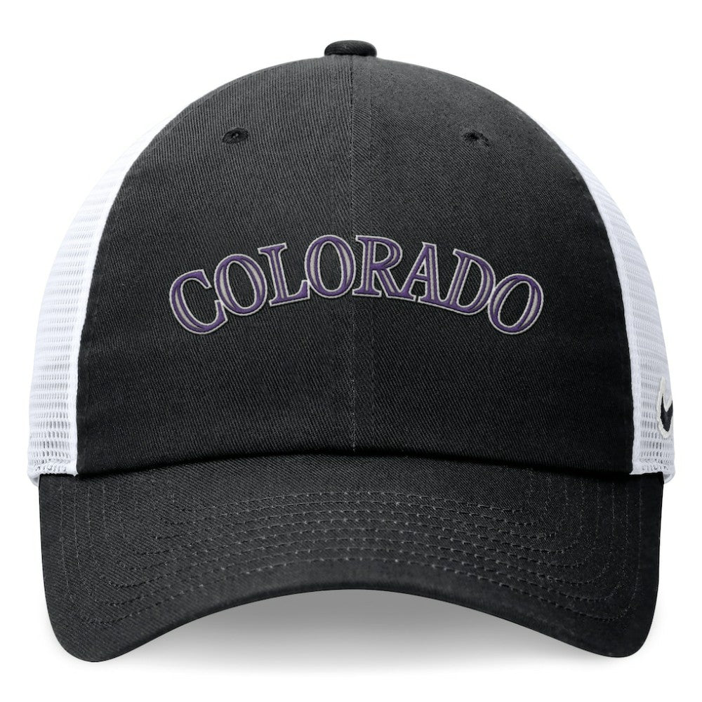 Colorado Rockies Nike Wordmark Adjustable Trucker Hat - Black Hats