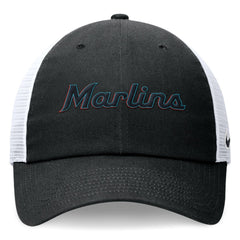 Miami Marlins Nike Wordmark Adjustable Trucker Hat - Black Hats
