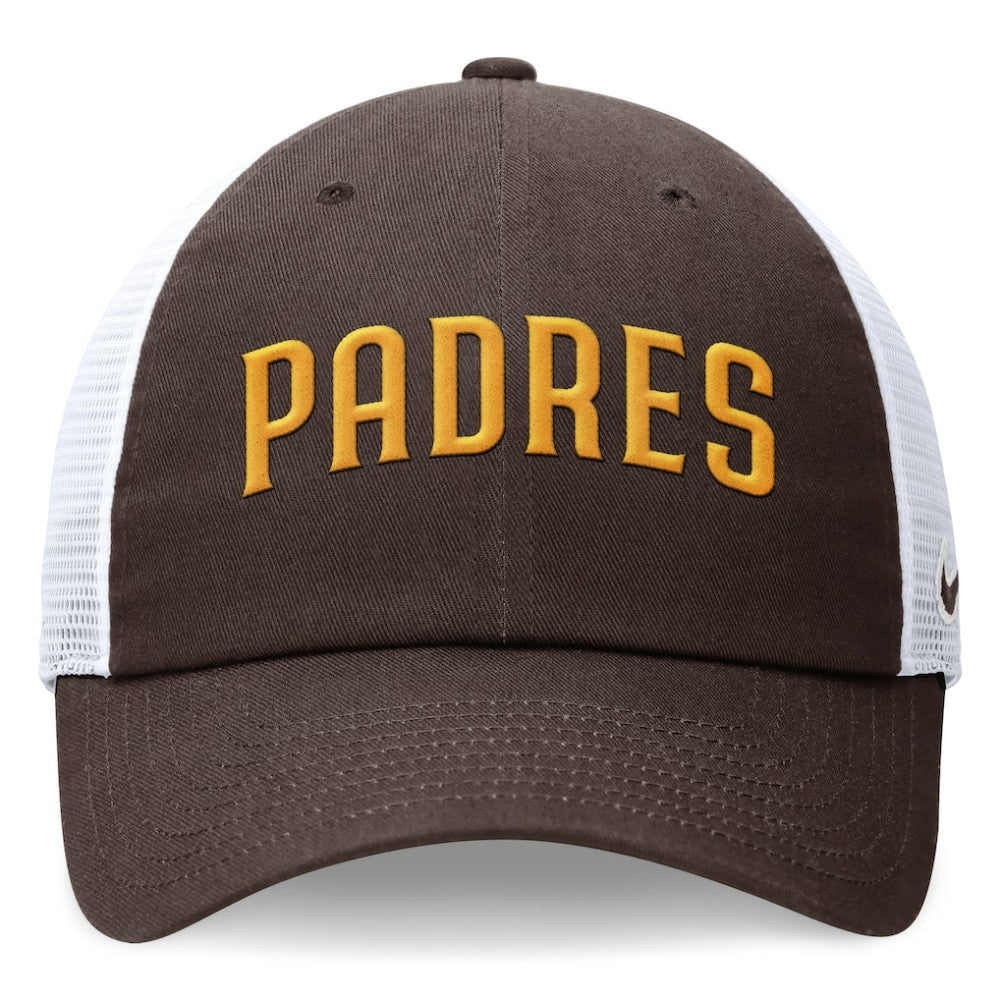 San Diego Padres Nike Wordmark Adjustable Trucker Hat - Brown Hats