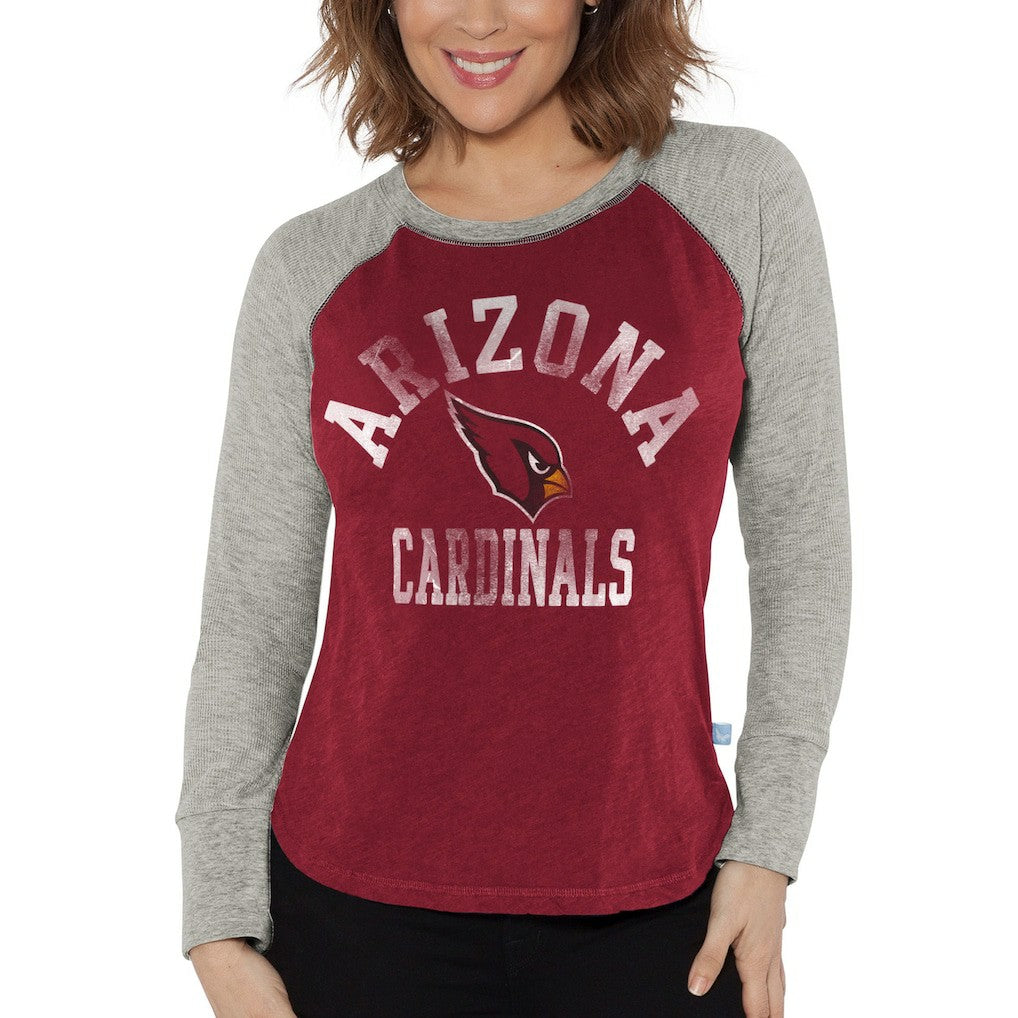 Arizona Cardinals G-III 4Her by Carl Banks Women's Waffle Knit Raglan Long Sleeve T-Shirt Cardinal/Heather Gray
