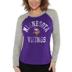 Minnesota Vikings G-III 4Her by Carl Banks Women's Waffle Knit Raglan Long Sleeve T-Shirt Purple/Heather Gray
