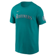 Cal Raleigh Seattle Mariners Nike Fuse Name & Number Inline T-Shirt - Aqua T-shirts