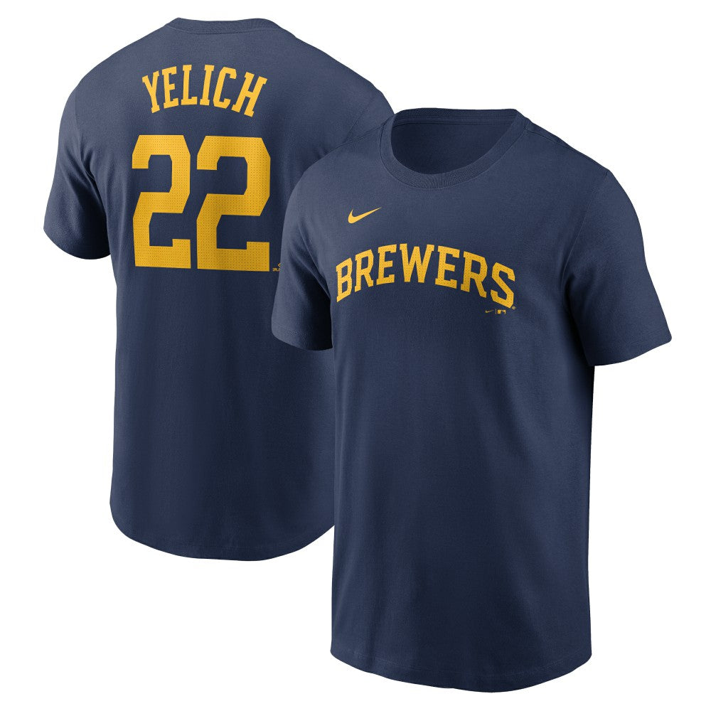 Christian Yelich Milwaukee Brewers Nike Fuse Name & Number T-Shirt - Navy T-shirts