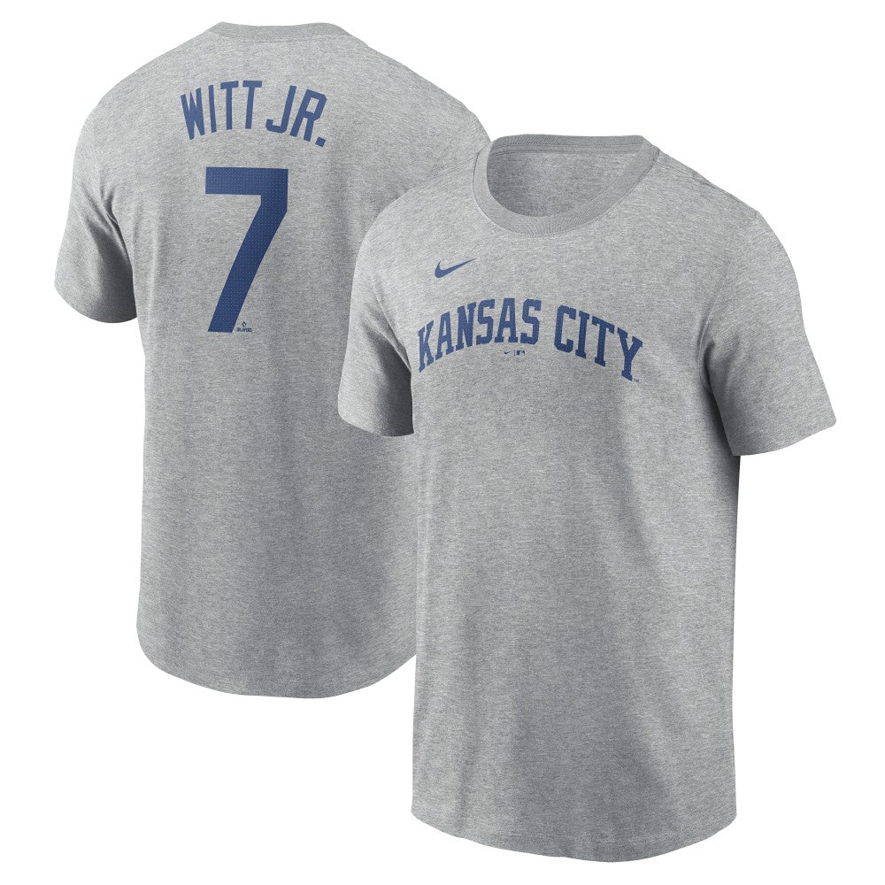 Bobby Witt Jr. Kansas City Royals Nike Fuse Name & Number T-Shirt - Gray T-shirts