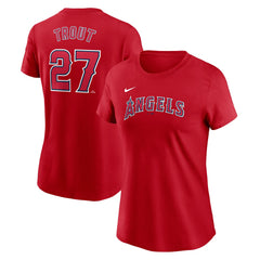 Mike Trout Los Angeles Angels Nike Women's Cooperstown Collection Fuse Name & Number T-Shirt - Red T-shirts