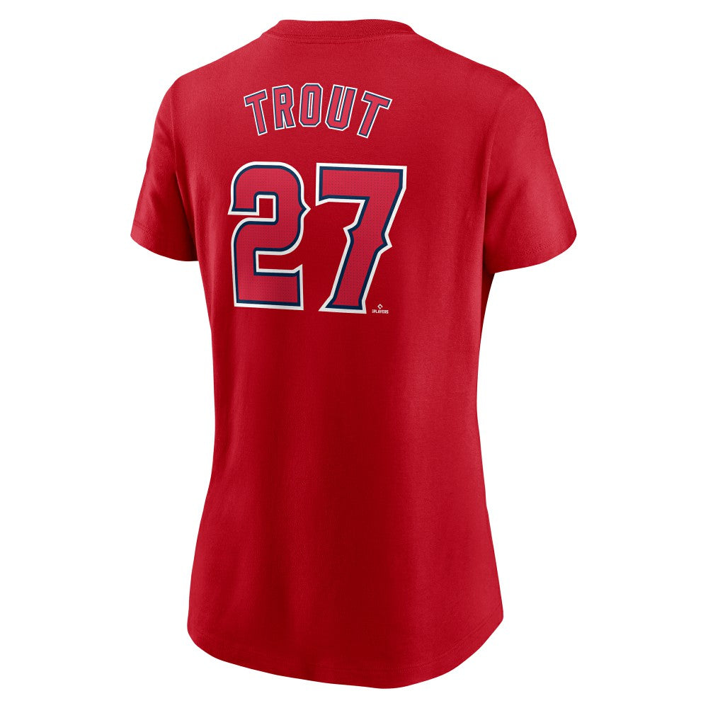 Mike Trout Los Angeles Angels Nike Women's Cooperstown Collection Fuse Name & Number T-Shirt - Red T-shirts