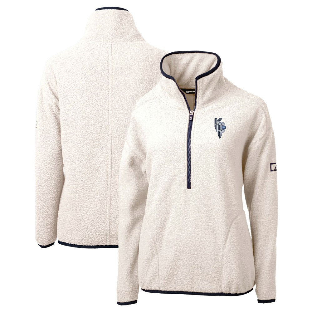 Kansas City Royals Cutter & Buck Women's City Connect Cascade Eco Sherpa Fleece Half-Zip Pullover Jacket - Oatmeal Jackets