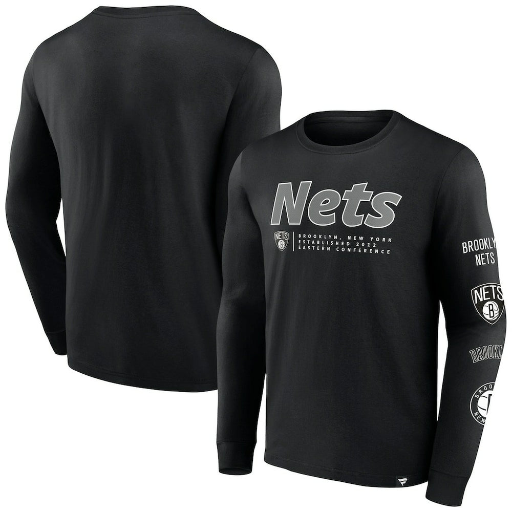 Brooklyn Nets Baseline Long Sleeve T-Shirt Black
