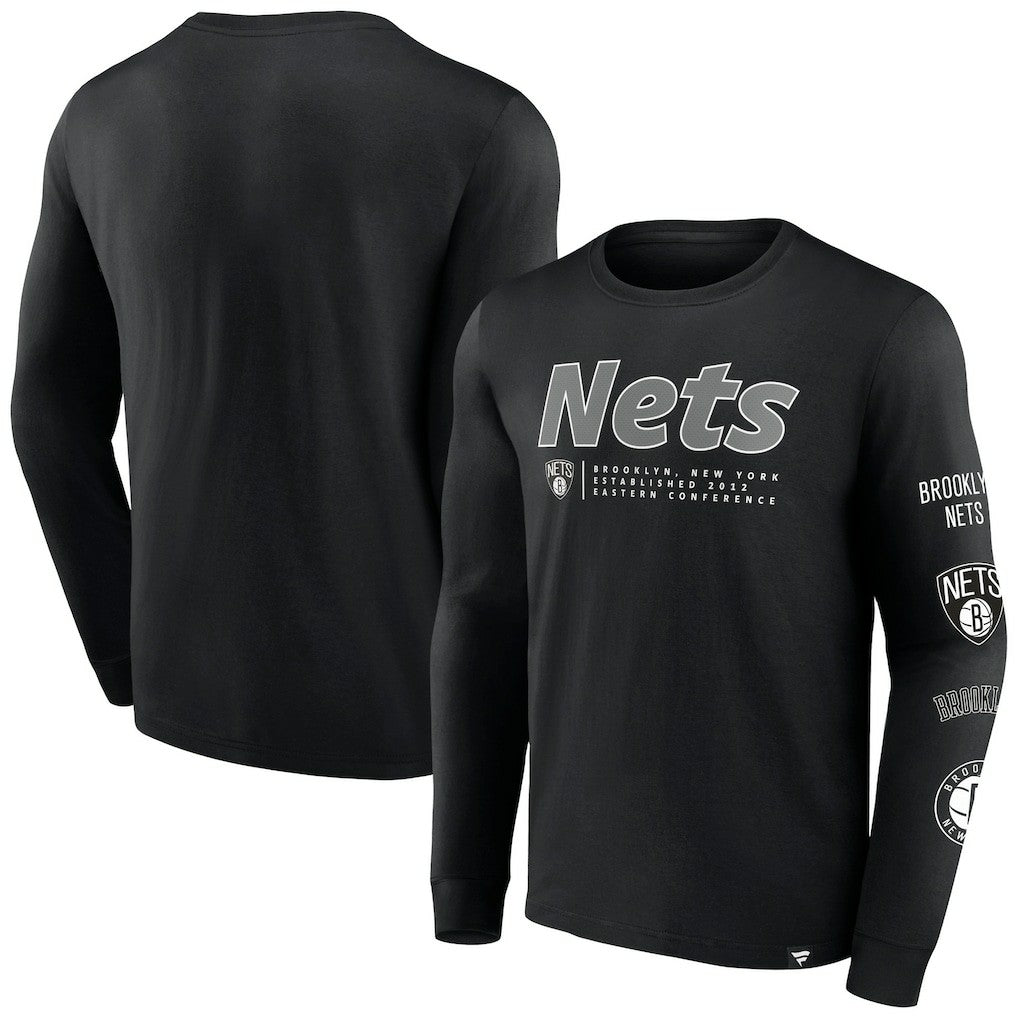 Brooklyn Nets Baseline Long Sleeve T-Shirt Black