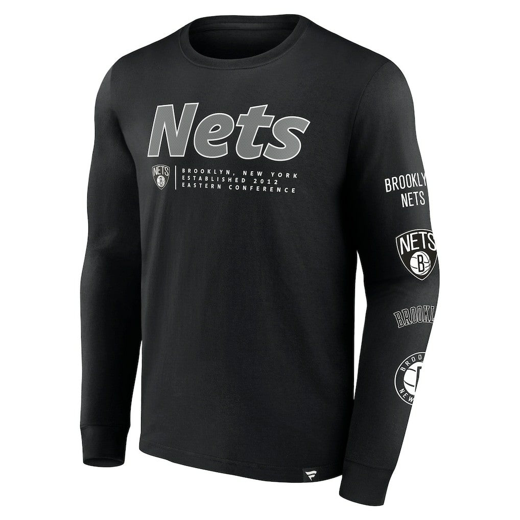Brooklyn Nets Baseline Long Sleeve T-Shirt Black