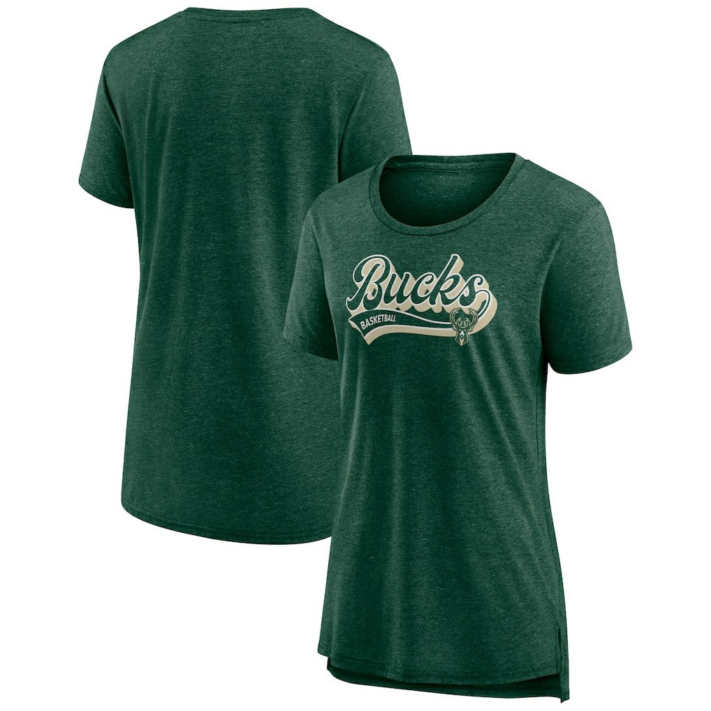Milwaukee Bucks Women's League Leader Tri-Blend T-Shirt Hunter Green