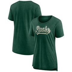 Milwaukee Bucks Women's League Leader Tri-Blend T-Shirt Hunter Green