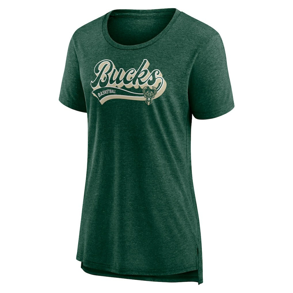 Milwaukee Bucks Women's League Leader Tri-Blend T-Shirt Hunter Green