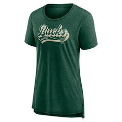 Milwaukee Bucks Women's League Leader Tri-Blend T-Shirt Hunter Green