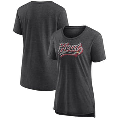 Miami Heat Women's League Leader Tri-Blend T-Shirt Heather Charcoal