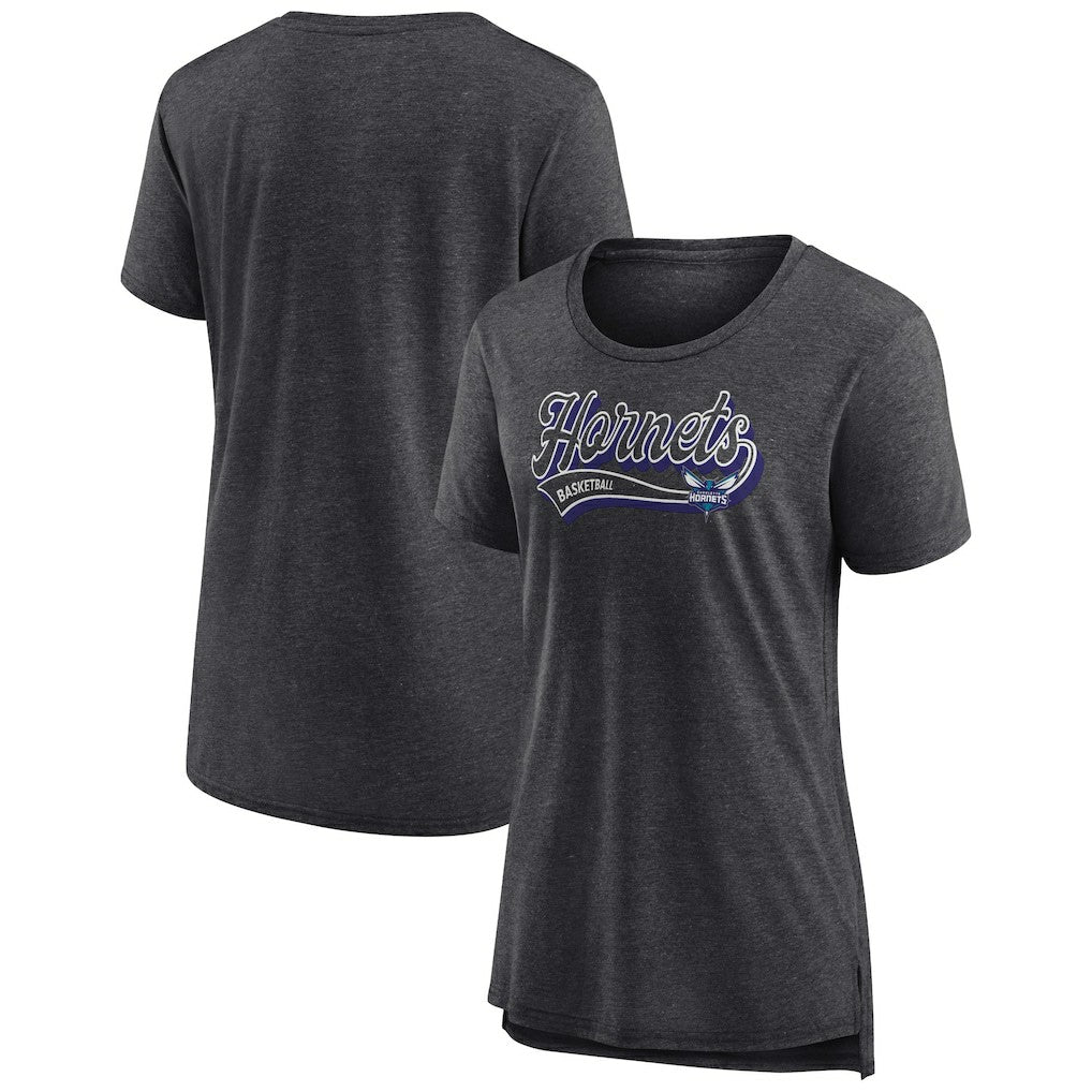 Charlotte Hornets Women's League Leader Tri-Blend T-Shirt Heather Charcoal