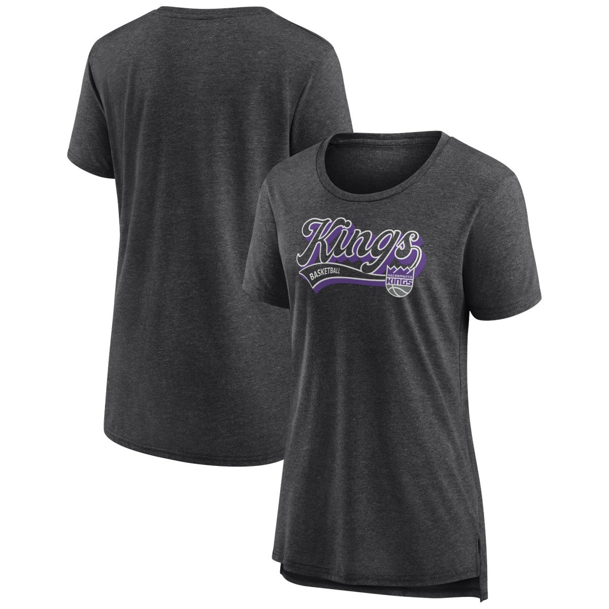 Sacramento Kings Women's League Leader Tri-Blend T-Shirt Heather Charcoal