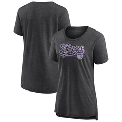 Sacramento Kings Women's League Leader Tri-Blend T-Shirt Heather Charcoal