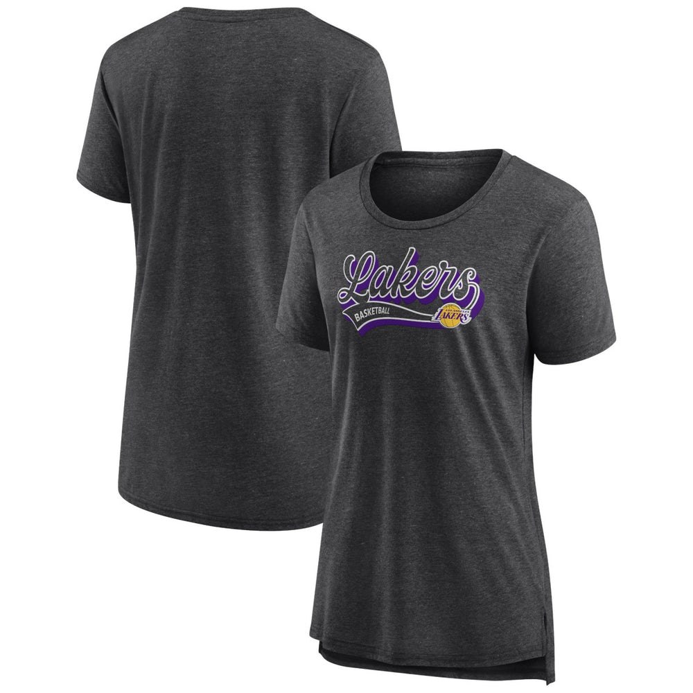 Los Angeles Lakers Women's League Leader Tri-Blend T-Shirt Heather Charcoal