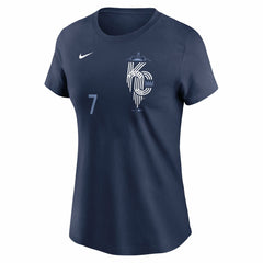 Bobby Witt Jr. Kansas City Royals Nike Women's City Connect Fuse Name & Number T-Shirt - Navy T-shirts