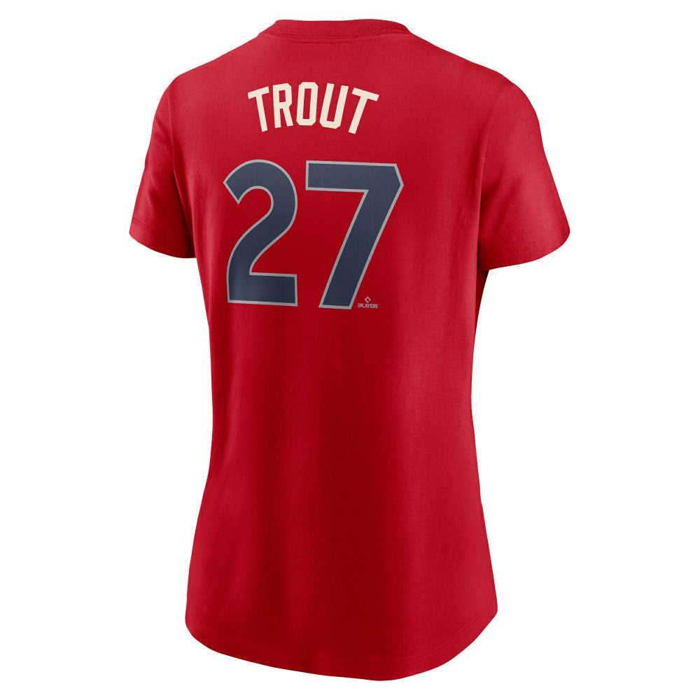 Mike Trout Los Angeles Angels Nike Women's 2024 City Connect Fuse Player Name & Number T-Shirt - Red T-shirts