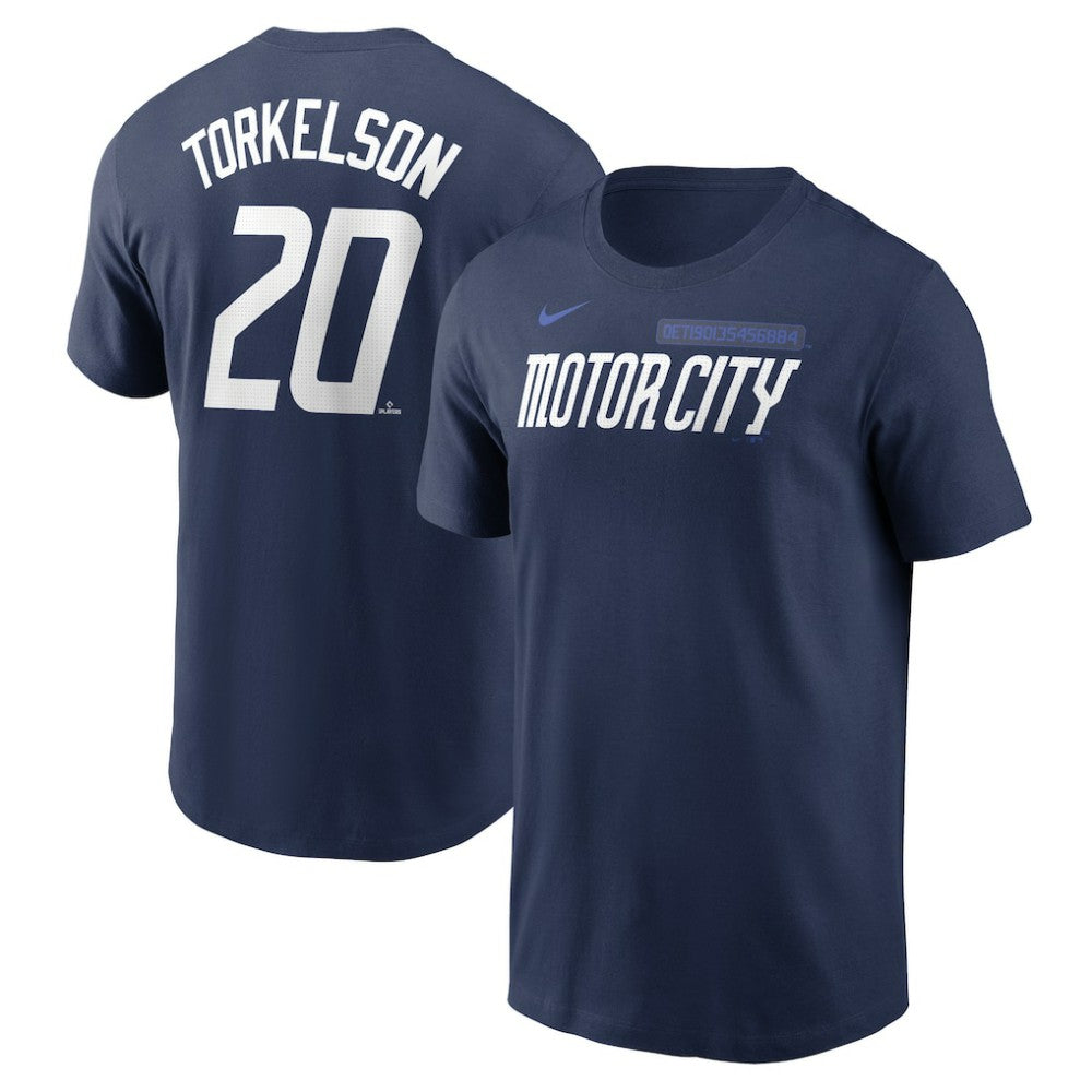 Spencer Torkelson Detroit Tigers Nike 2024 City Connect Fuse Name & Number T-Shirt - Navy T-shirts