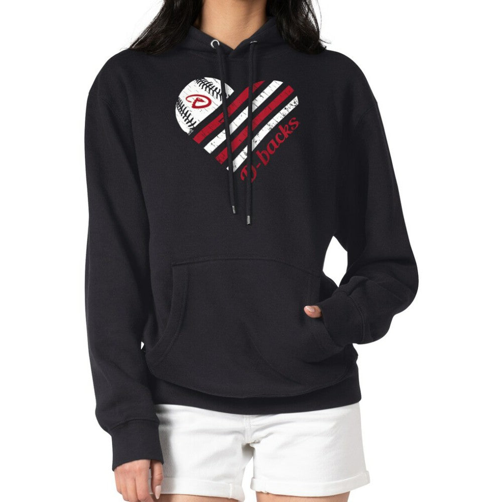 Arizona Diamondbacks G-III 4Her by Carl Banks Women's Heart Fleece Pullover Hoodie - Black Hoodies
