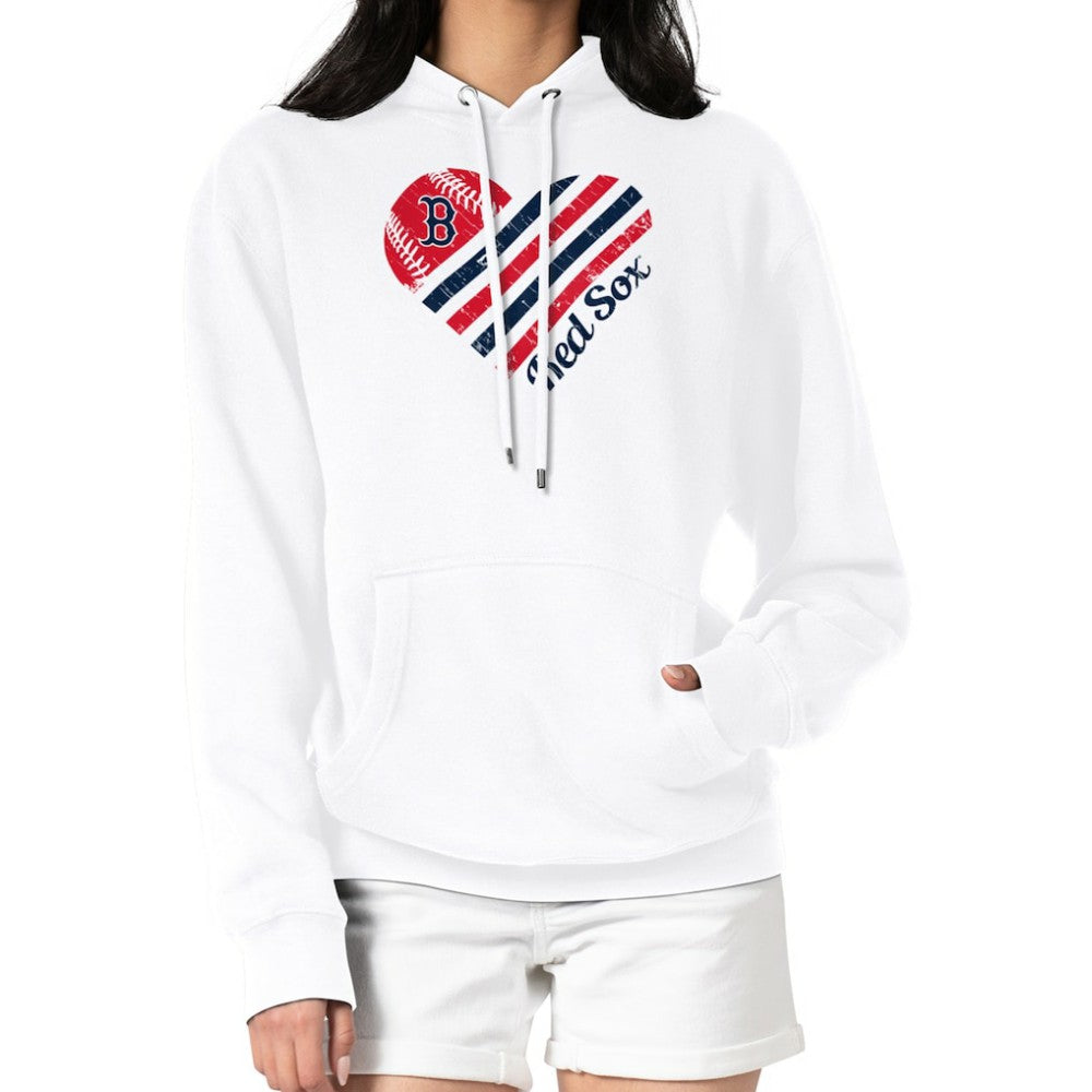 Boston Red Sox G-III 4Her by Carl Banks Women's Heart Fleece Pullover Hoodie - White Hoodies