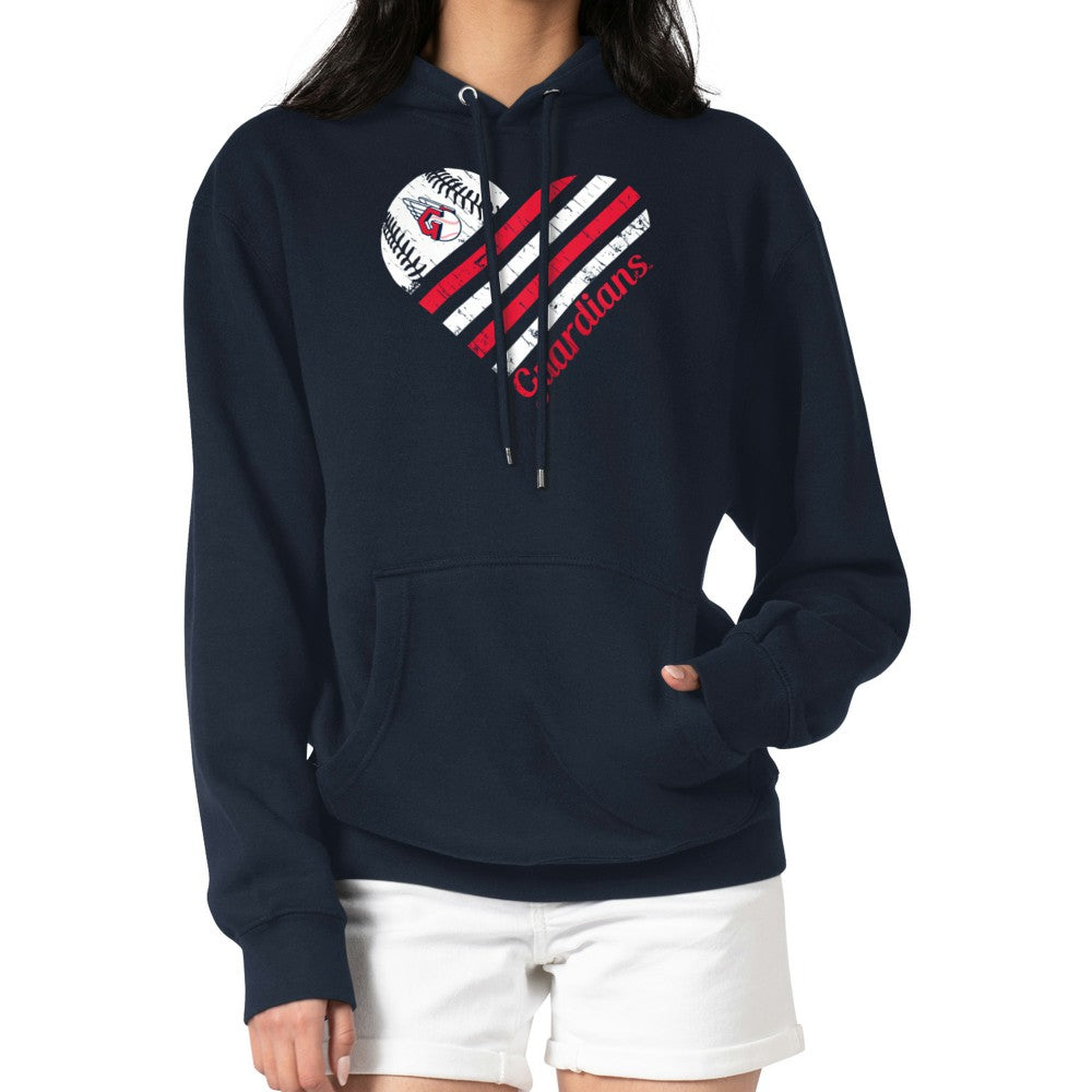 Cleveland Guardians G-III 4Her by Carl Banks Women's Heart Fleece Pullover Hoodie - Navy Hoodies