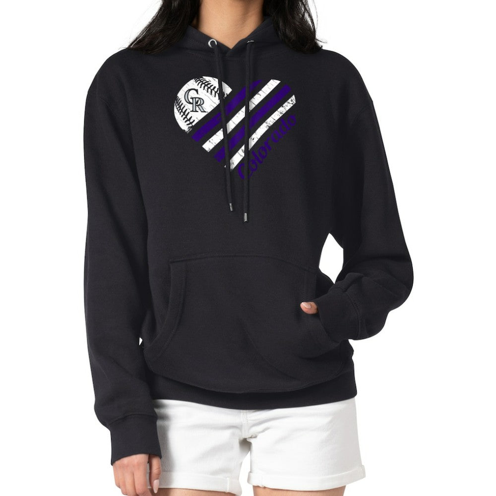 Colorado Rockies G-III 4Her by Carl Banks Women's Heart Fleece Pullover Hoodie - Black Hoodies