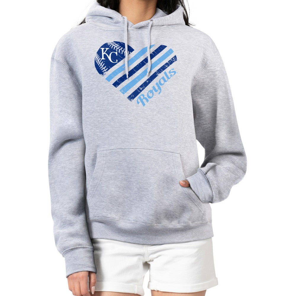 Kansas City Royals G-III 4Her by Carl Banks Women's Heart Fleece Pullover Hoodie - Heather Gray Hoodies