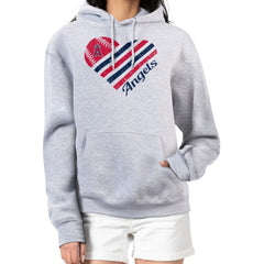 Los Angeles Angels G-III 4Her by Carl Banks Women's Heart Fleece Pullover Hoodie - Heather Gray Hoodies