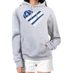 Los Angeles Dodgers G-III 4Her by Carl Banks Women's Heart Fleece Pullover Hoodie - Heather Gray Hoodies