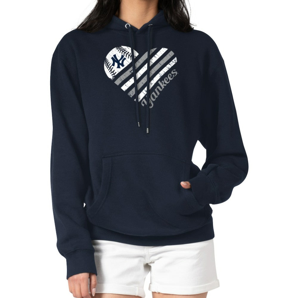 New York Yankees G-III 4Her by Carl Banks Women's Heart Fleece Pullover Hoodie - Navy Hoodies