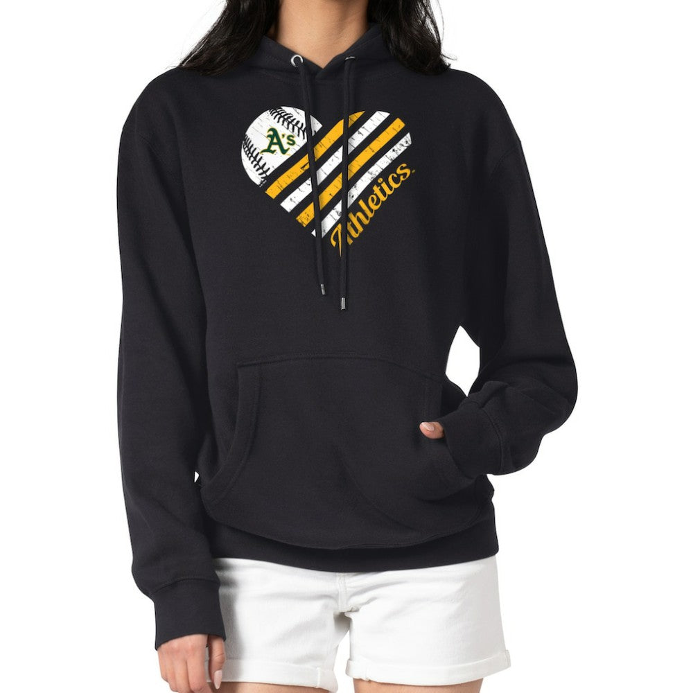 Athletics G-III 4Her by Carl Banks Women's Heart Fleece Pullover Hoodie - Black Hoodies