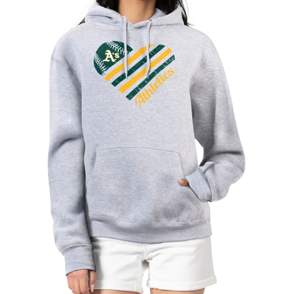 Athletics G-III 4Her by Carl Banks Women's Heart Fleece Pullover Hoodie - Heather Gray Hoodies