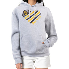 San Diego Padres G-III 4Her by Carl Banks Women's Heart Fleece Pullover Hoodie - Heather Gray Hoodies