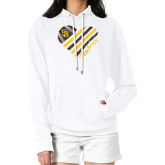San Diego Padres G-III 4Her by Carl Banks Women's Heart Fleece Pullover Hoodie - White Hoodies