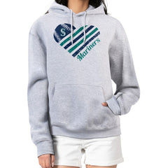 Seattle Mariners G-III 4Her by Carl Banks Women's Heart Fleece Pullover Hoodie - Heather Gray Hoodies