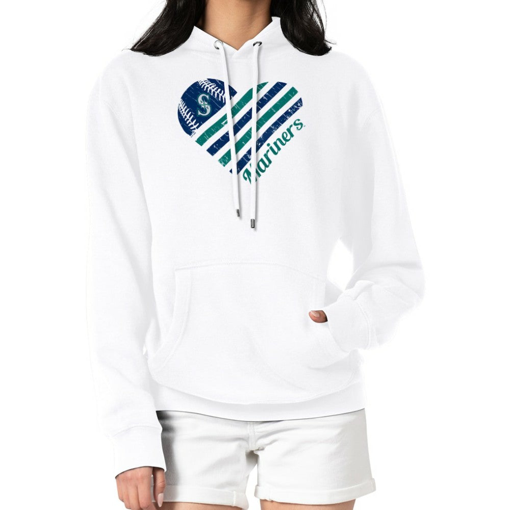 Seattle Mariners G-III 4Her by Carl Banks Women's Heart Fleece Pullover Hoodie - White Hoodies