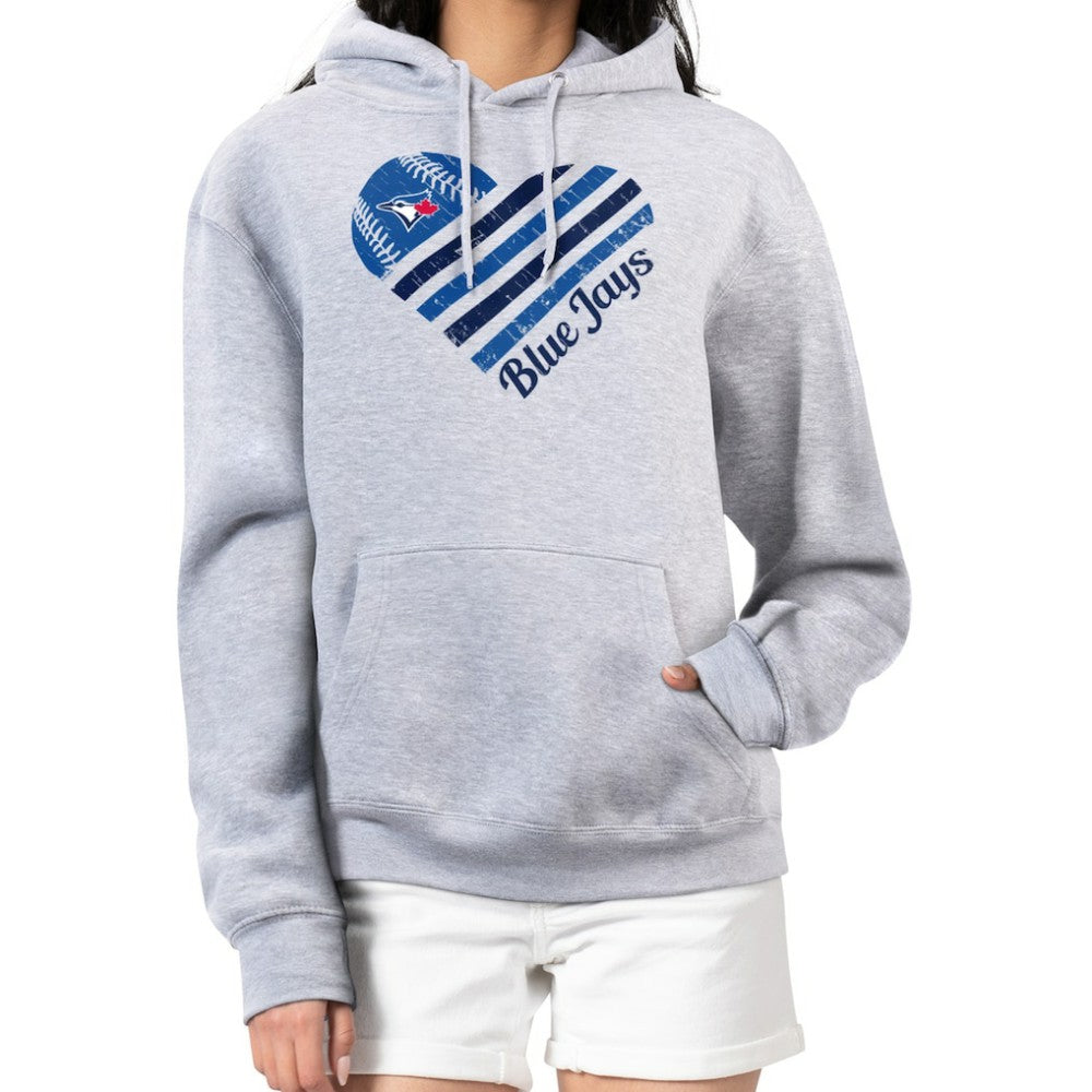 Toronto Blue Jays G-III 4Her by Carl Banks Women's Heart Fleece Pullover Hoodie - Heather Gray Hoodies