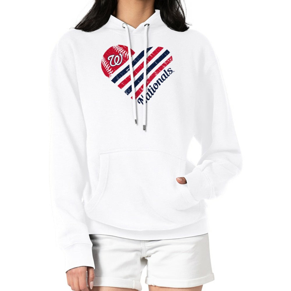 Washington Nationals G-III 4Her by Carl Banks Women's Heart Fleece Pullover Hoodie - White Hoodies