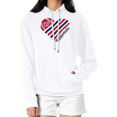 Washington Nationals G-III 4Her by Carl Banks Women's Heart Fleece Pullover Hoodie - White Hoodies