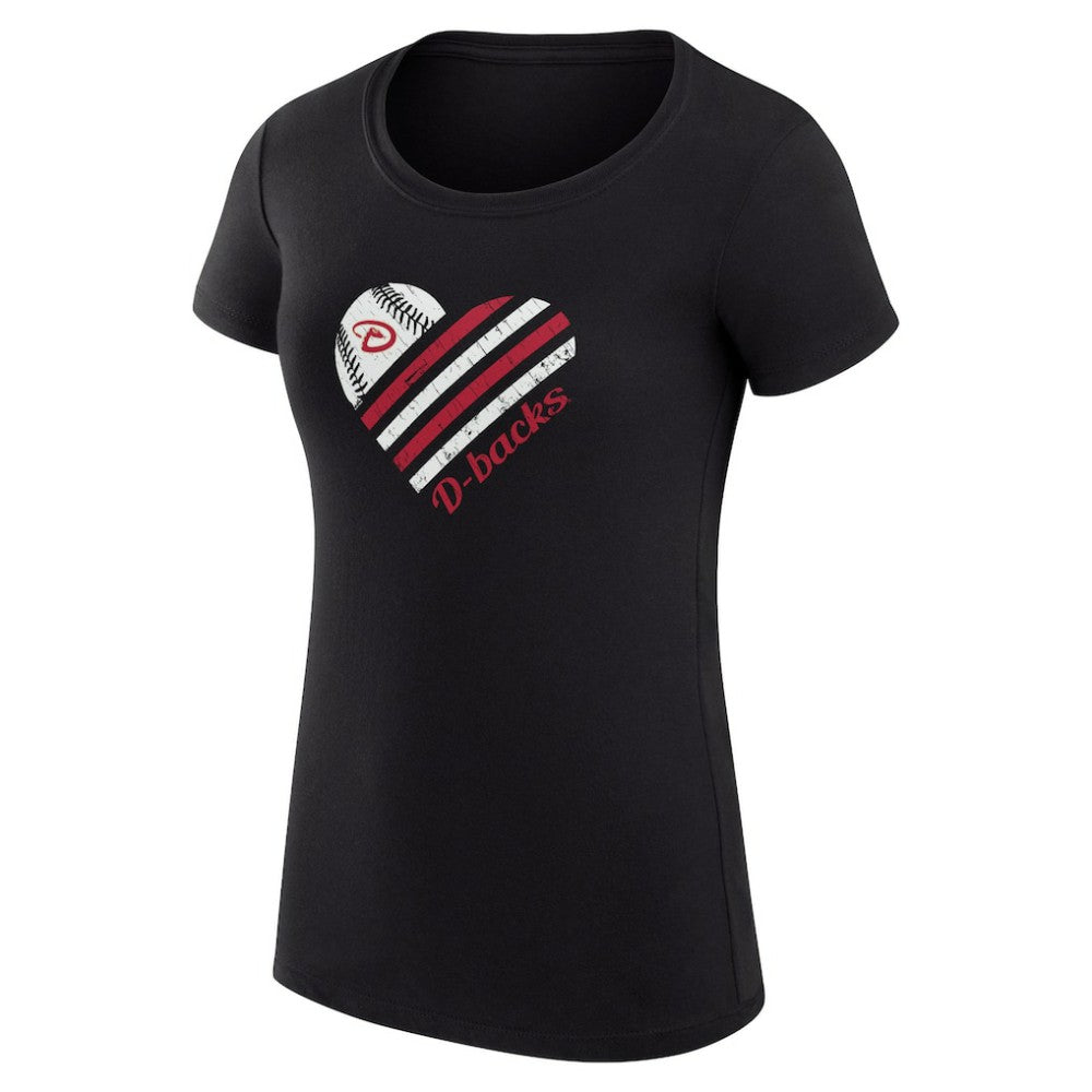 Arizona Diamondbacks G-III 4Her by Carl Banks Women's Super-Slim Fit Lightweight Heart Graphic T-Shirt - Black T-shirts