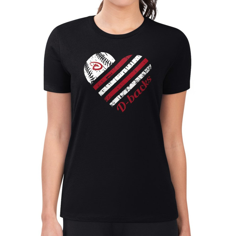 Arizona Diamondbacks G-III 4Her by Carl Banks Women's Super-Slim Fit Lightweight Heart Graphic T-Shirt - Black T-shirts
