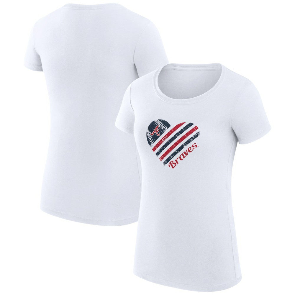 Atlanta Braves G-III 4Her by Carl Banks Women's Super-Slim Fit Lightweight Heart Graphic T-Shirt - White T-shirts